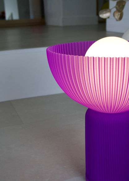 Lampe Perl Lavande - lampe à poser texture perlée imprimée en 3D en bioplastique - PRZ